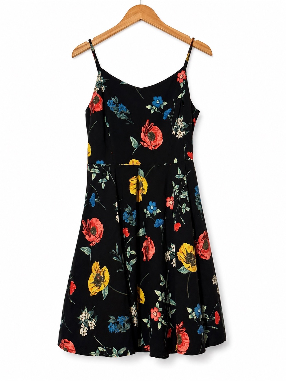 Old Navy Black Floral Fit & Flare Dress L Tall